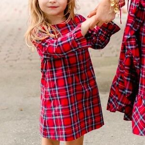 Draper James girls Red Plaid Long Sleeve Dress